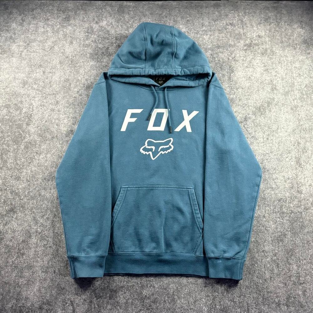 FOX Racing Y2K Style Slate Blue Big Logo Fox Head Pullover Hoodie Men’s L